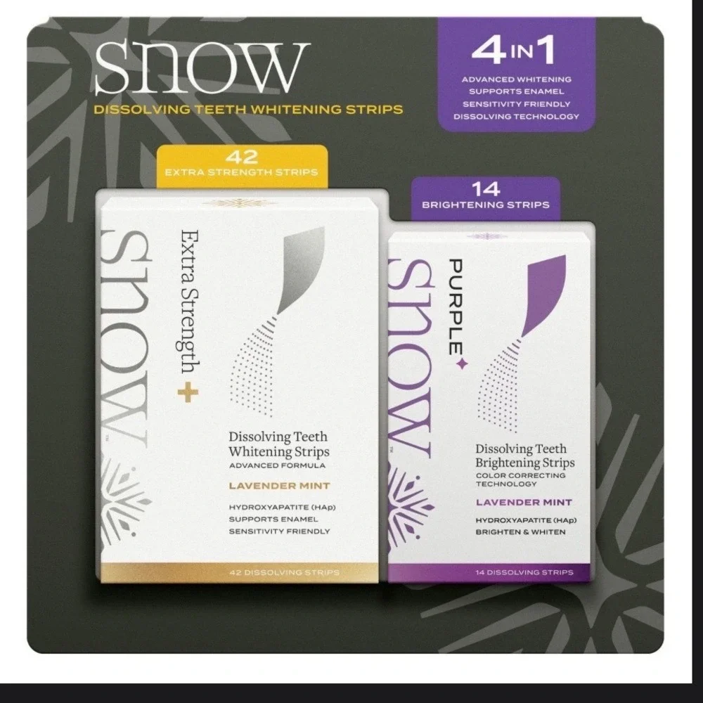 Snow Dissolving Teeth Whitening Strips - Lavender Mint 42+14 Strips 08/2028 New